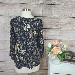 JM Collection Peacock Abstract T-Shirt Large‎